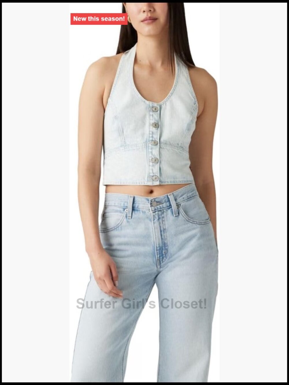 Levi's Women's Janeesah Halter V-Neck Sleeveless Tank Top with Adjustable Straps